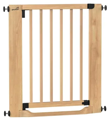 Image de GEUTHER Easylock Flat Step Barrière de sécurité escalier & porte | Bois naturel | 71–79 cm | Sans perçage | Seuil plat | Auto-Close | EN 1930