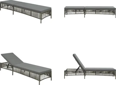 Produktbild von vidaXL Sonnenliege mit Auflage Poly Rattan Grau - Sonnenliege - Sonnenliegen - Rattanliege - Rattanliegen
