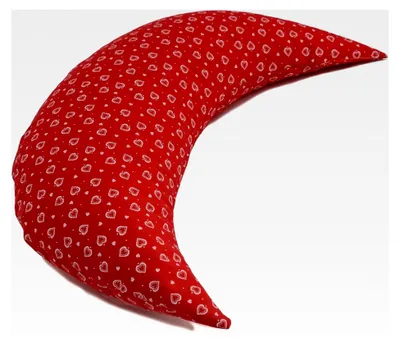 Produktbild von Zirbenkissen Mond ca. 50 cm | Herzen-rot | Zirbenholzkissen | mit zusätzlichem Bio-Inlett