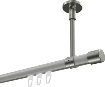 Produktbild von Interdeco Innenlaufstange / Gardinenstange mit Innenlauf Weiß / Edelstahl-Optik, Typ Sonette Santo (Kappe) Deckenmontage, 20 mm Ø 1-läufig, 600 cm