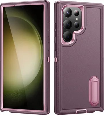 Produktbild von Hülle für Samsung Galaxy S23 Ultra Hybrid Dreilagige Robust Stoßfest Schwerlast Schutzhülle mit Ständer Lila