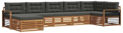 Produktbild von vidaXL Outdoor-Sofagarnitur mit Kissen 7 pcs Natur und Anthrazit