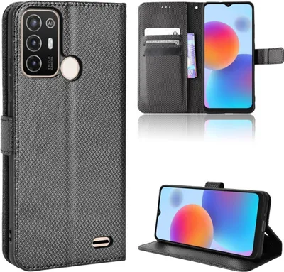Produktbild von König Design Hülle kompatibel mit ZTE Blade A52 Kunstleder Handyhülle - Handy Case Schwarz