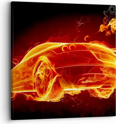 Produktbild von Bild auf Leinwand - Leinwandbild - Auto Feuer Illustration - 30x30cm - Wand Bild - Wanddeko - Leinwanddruck - Bilder - Kunstdruck - Wanddekoration - Leinwand bilder - Wandkunst - AC30x30-0204
