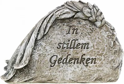 Produktbild von Grabschmuck Engelsflügel mit Trauerspruch aus Kunststein, 4 Stück