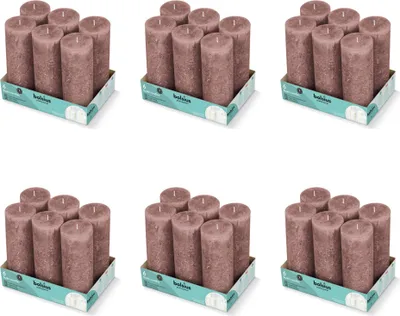 Productafbeelding van Bolsius - Rustieke stompkaarsen 190/68 - 6 stuks per verpakking - Wildlerenbruin - Voordeelverpakking - 36 stuks - 6 verpakkingen