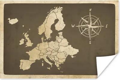 Produktbild von MuchoWow® Poster Karte von Europa - Vintage - Kompass 120x80 cm - Bilder