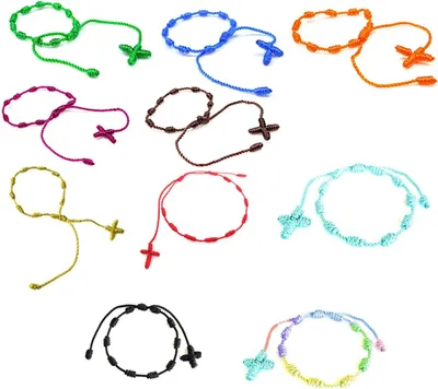 Imagen del producto de Conjunto de pulseras Rosenkranz, 10 unidades, hechas a mano, con tejido trenzado, joyería espiritual