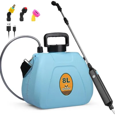Produktbild von Elektrisches Gartensprühgerät 8L, Akku Drucksprüher mit 4 Sprühmodi und ausziehbarer Sprühlanze, Tragbar für Garten