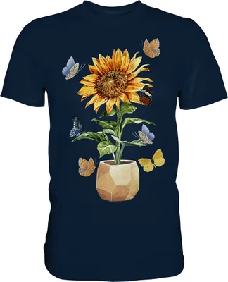 Produktbild von Schmetterling Sonnenblumen Shirt Gärtner Geschenk Garten – Navy / S