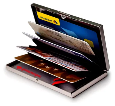 Produktbild von Aluminium Kartenetui - RFID- und NFC-Schutz für 6 Karten | Slim Wallet für Damen und Herren - Schwarz
