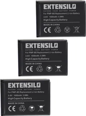 Produktbild von EXTENSILO 3x Akku kompatibel mit Fujifilm FinePix SL260, SL240, F305, SL1000, SL305, SL300, SL280 Kamera (1600 mAh, 3,6 V, Li-Ion)