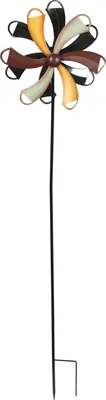 Produktbild von Gartenstecker Windrad 120cm Metall Gartendeko Windmühle Windspiel Beetdeko, Farbe:bunt