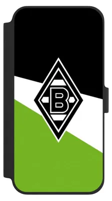 Produktbild von NIVOCASE Klapphülle für Apple iPhone 16 Plus  Handyhülle aus Kunst Leder NIVOflip schwarz Borussia Mönchengladbach Gladbach Offizielles Lizenzprodukt