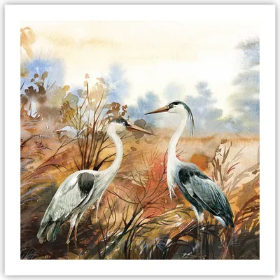 Produktbild von Poster - Poster ohne Rahmen - Kraniche Vögel Herbst - 60x60 cm - Wand Bild - Wanddeko - Wandbilder - Kunstposter - Wandposter - Bilder - Kunstdruck - Wanddekoration - Wandbild - P2XAC60x60-5077
