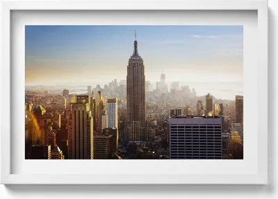 Produktbild von Wolkenkratzer von New York, USA– Wandbild mit Rahmen – Gerahmtes Bild  – Wanddekoration – 60x40 cm –  Schwarz Rahmen