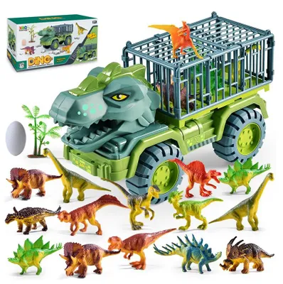 Zdjęcie produktu dla Duży Zestaw Ciężarówka Dinozaur Transporter T-Rex 18 Elementów