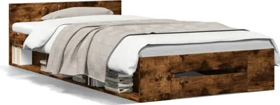 Produktbild von Möbel Bettgestell mit Schublade Räuchereiche 100x200 cm Holzwerkstoff - Klassische Betten 3280794