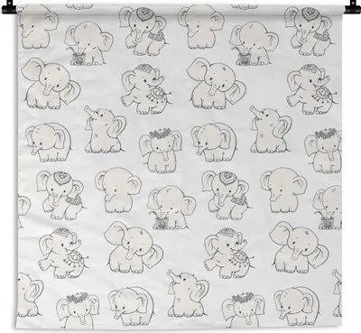 Produktbild von MuchoWow® Wandteppich Wandbehang Elefant - Schnittmuster - Baby 90x90 cm Tapisserie Dekoration Wandtuch - Wandaufhänger