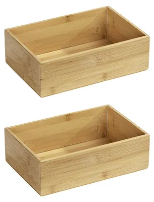 Produktbild von WENKO 2er Set Aufbewahrungs Box Holz Kiste Ordnung Bambus TERRA Bad Küche WC