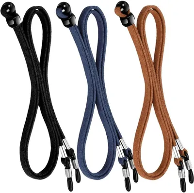 Unisex Brillenband Set von 3 - Verstellbare Leder Brillenketten mit Antirutschriemen für Damen und Herren, Ideal für den