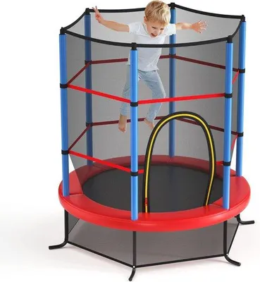 Productafbeelding van Famanu trampoline, diameter 165 cm, met veiligheidsnet - Blauw