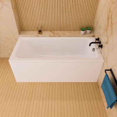 Produktbild von ECOLAM Badewanne Rechteckbadewanne 150x70 cm Basic Acrylwanne + Schürze Füße Ablauf Wanne