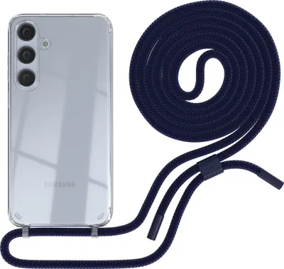 Produktbild von EAZY CASE Handykette für Samsung Galaxy S24 Plus, Clear Case aus Silikon, mit Umhängeband, abnehmbare Endstücke, Handyband in Blau