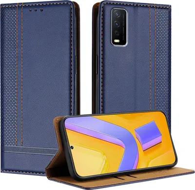 Produktbild von Handyhülle für Vivo Y30 4G Leder Flip Klappbare Schutzhülle mit Standfunktion Blau