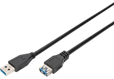 Produktbild von Digitus USB-A Verlängerungskabel, 1,8m, 1,8 m, USB A, USB A, USB 3.2 Gen 1 (3.1 Gen 1), Männlich/Weiblich, Schwarz