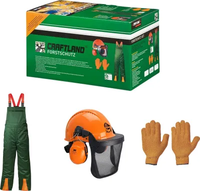 Produktbild von Forstschutzset KWF e Hose Latzhose Helm Handschuhe, Größe:58