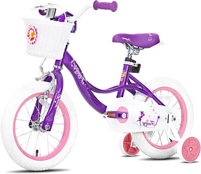 Productafbeelding van Meisjesfiets 14 Inch voor Kinderen 3-5 Jaar met Stabilisators en Handrem