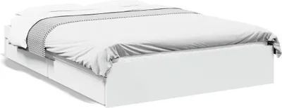 Zdjęcie produktu dla vidaXL Rama łóżka z szufladami biała 135 x 190 cm materiał drewnopochodny