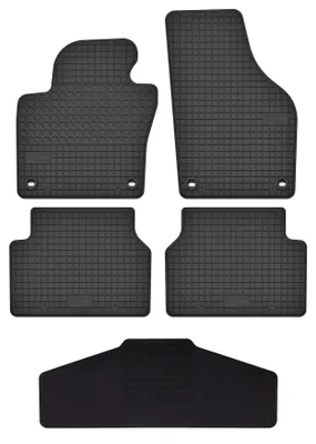 Image de Tapis de sol en caoutchouc + tunnel pour Volkswagen Tiguan I 2007-2015 (monospace) – 5 pièces, noirs, sur mesure