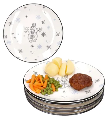 Image de 6x Olove Assiette plate Bonhomme de neige Assiette plate en faïence Noël