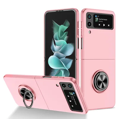 Obrázek produktu pro Tenké tvrdé PC pouzdro pro Samsung Galaxy Z Flip 4 5G, s prstencovým stojánkem Růžový