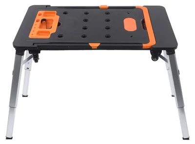 Image de Table de travail pliante multifonctionnelle - Banc de travail automobile 7-en-1 et table de montage - Capacité de charge : 250 kg - Réglable en hauteur de 52 à 78 cm - Mobile avec roulettes verrouillables - Noir