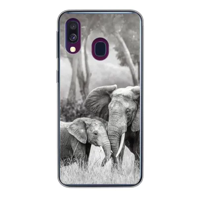 Produktbild von MuchoWow® Handyhülle Schutzhülle Hülle für Samsung Galaxy A40 Elefant - Tiere - Natur - Schwarz und weiß Silikon Softcase Handy Hülle - Handy-Tasche