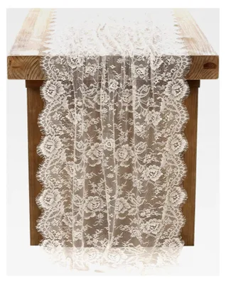 Produktbild von Weiße Tischdecke aus Spitze 75 x 300 cm für Vintage-Hochzeiten und Dekorationen
