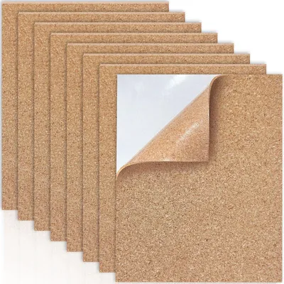Imagen del producto de Paneles de corcho autoadhesivos, 8 unidades, 30x21 cm, 0,5 mm de grosor, para decoración de paredes