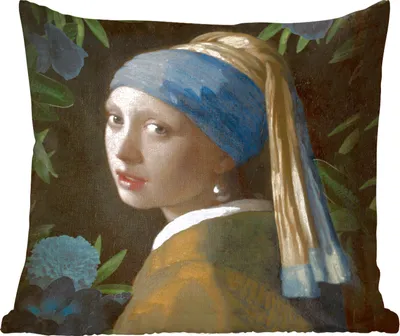 Produktbild von MuchoWow® Zierkissen Sofakissen Wohnzimmer Dekokissen 45x45 cm Das Mädchen mit dem Perlenohrring - Vermeer - Kunst - Schlafpolster - Polster für das Sofa
