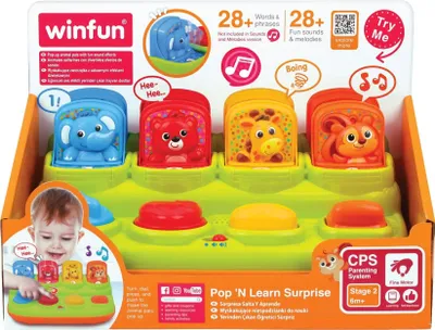 Image de WINFUN Pop ‘N Learn Surprise : tournez, composez, appuyez et poussez pour faire apparaître les amis animaux.