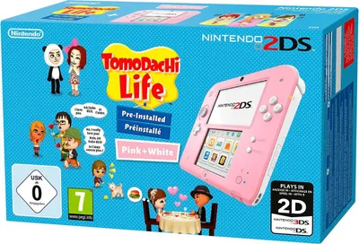 Produktbild von Nintendo 2DS Handheld Spielkonsole + Ladekabel - Zustand: Akzeptabel TomoDachi Life Edition Rosa/Pink