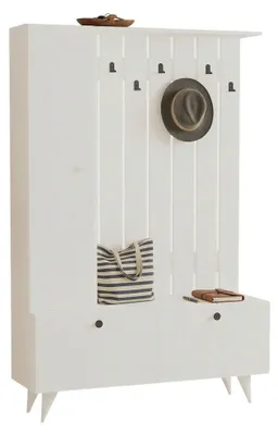 Produktbild von Aiello - Garderobenmöbel, 112x35x170h cm Weiß, Kleiderhaken