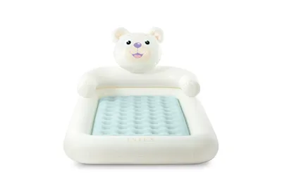 An inflatable children's bed with a bear design.