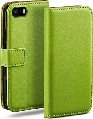 Produktbild von moex® Book Case kompatibel mit iPhone 5s / 5 / SE (2016) - Hülle 360 Grad klappbar, Grün