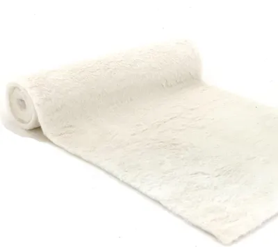 Produktbild von heimtexland ® Deko Fell Tischläufer Platzset Winter Plüsch Tischdeko Weihnachten 28x200 zuschneidbar DIY Tischband Typ902 creme