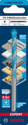Image de Foret polyvalent Bosch Professional EXPERT CLY-9, 8 x 80 x 120 mm, 1 pièce.