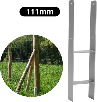 Produktbild von Yakimz H-Pfostenträger Pfostenanker 600mm Länge Langlebig Pfosten H-anker Bereite Vierkantholzpfosten Säulenfuß, für Carports Pfahlbauten Wildtürme Zäune Pergola 111mm 6 Stück