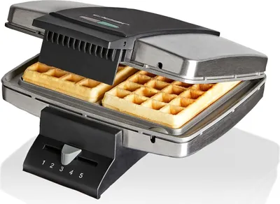 Produktbild von Cloer 1445 Brüsseler Waffeleisen für 2 Belgische Waffeln 9 x 15,5 cm, Duo-Waffeleisen mit Antihaftbeschichtung, stufenlosem Bräunungsgrad & Backampel,